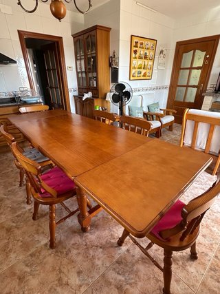 Mesa de comedor de pino macizo EXTENSIBLE