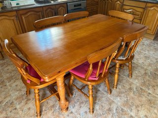 Mesa de comedor de pino macizo EXTENSIBLE