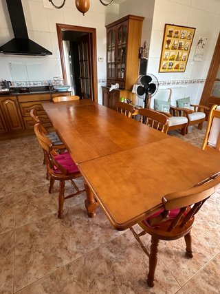 Mesa de comedor de pino macizo EXTENSIBLE