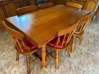 Mesa de comedor de pino macizo EXTENSIBLE