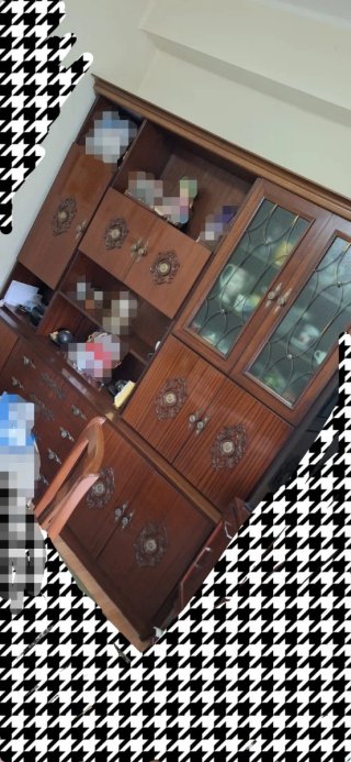 Mueble de salón antiguo madera y cristal