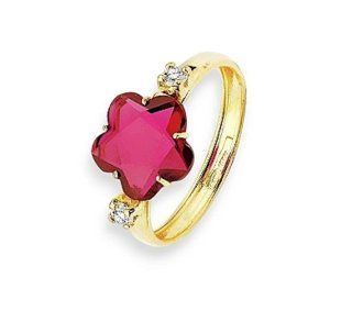 Anillo Flor Oro 18kt con Circonitas