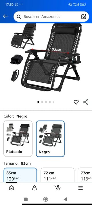 Tumbona XXL reclinable jardín negra