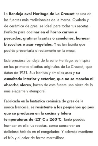 Bandeja oval Le Creuset Heritage Naranja