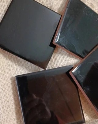 Lote 4 Azulejos Cerámica Negros 10x10