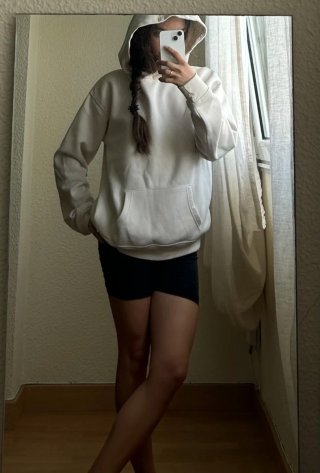 Sudadera con capucha beige /crema mujer