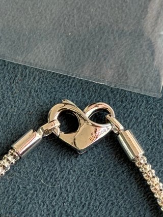 Pulsera Pandora Corazón Cadena Tachuelas Plata