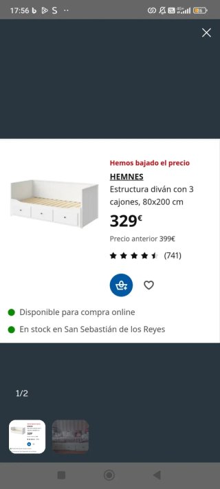Estructura diván HEMNES 3 cajones 80x200