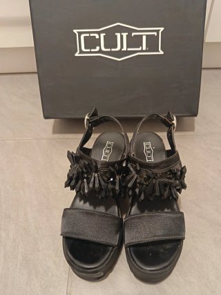 Sandali Cult Nere con Tacco Plateau