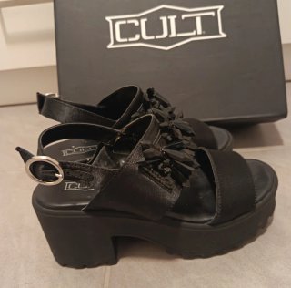 Sandali Cult Nere con Tacco Plateau