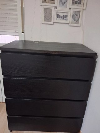 Cómoda MALM 4 cajones negro-marrón
