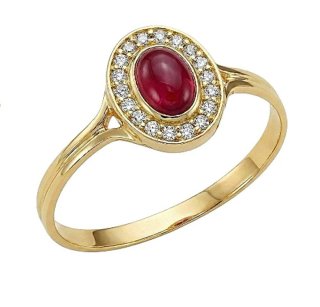 Anillo Oro 18kt Rubí y Diamantes
