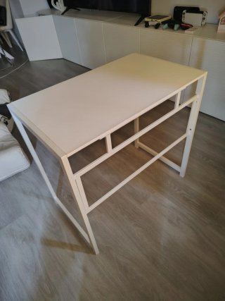 Mesa plegable blanca metal
