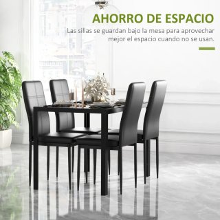 Mesa Comedor Negra y 4 Sillas