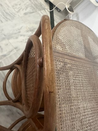 Conjunto salón vintage madera y rejilla