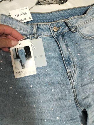 Jeans donna con strass