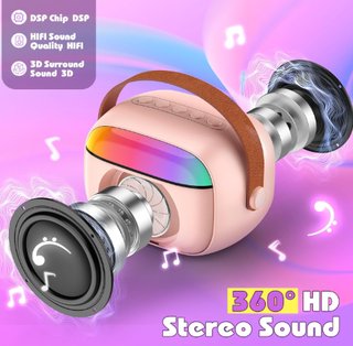 Set Karaoke Gralal Micrófono y Altavoz Rosa