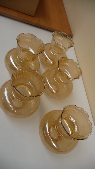 5 tulipas cristal color miel para lámpara