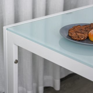 Conjunto Comedor Mesa Cristal y 4 Sillas Blancas
