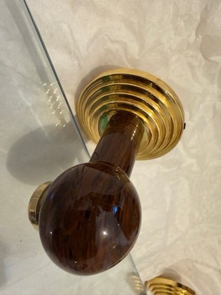 Accesorios Baño Madera y Dorado