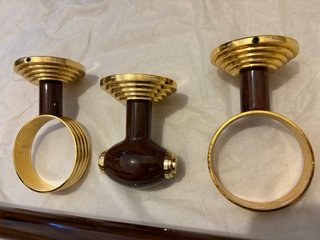 Accesorios Baño Madera y Dorado