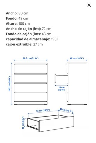 Cómoda Ikea Blanca 4 Cajones