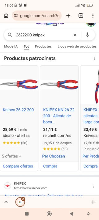 Alicate punta fina Knipex 2622200