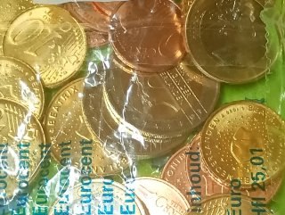 Monedas de Euro con Mapa de Europa. Países bajos