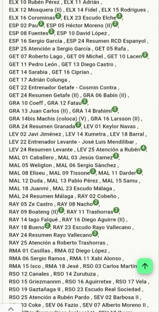 Cromos faltantes Liga Este 2014-2015