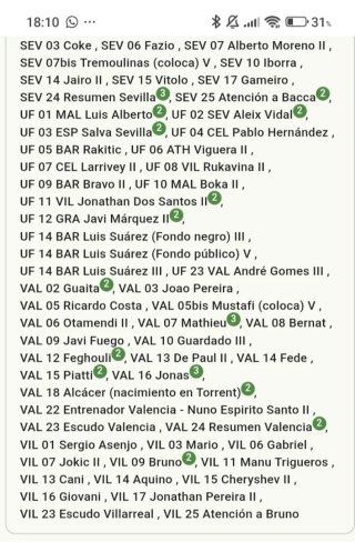 Cromos faltantes Liga Este 2014-2015