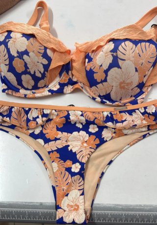 Costume donna floreale blu e arancio taglia unica