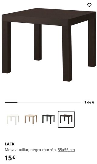 Mesita auxiliar Ikea negra-marrón