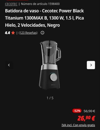 Batidora Cecotec Power Black Titanium 1300