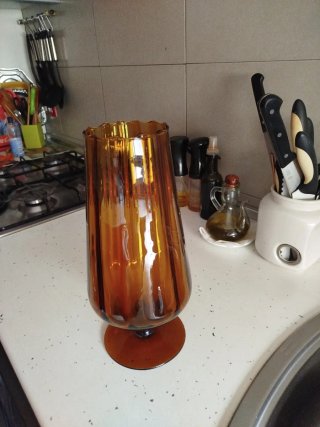 Jarrón Copa Cristal Ámbar Grande