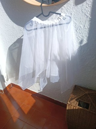 Falda blanca transparente tul