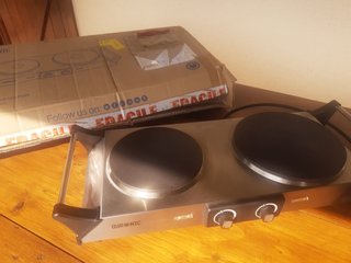Hornillo Eléctrico Duronic Doble Camping Barbacoa