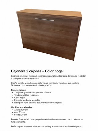 Cajonera 2 cajones nogal