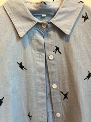 Camisa lino azul golondrinas