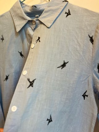 Camisa lino azul golondrinas
