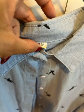 Camisa lino azul golondrinas