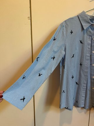 Camisa lino azul golondrinas