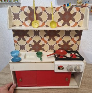 Mueble Cocina Juguete Muñecas Antiguo Madera
