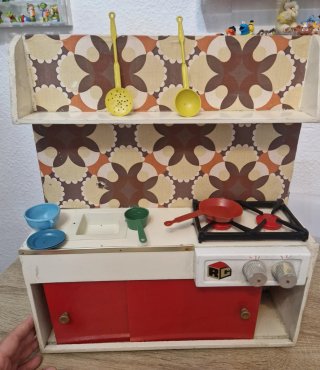 Mueble Cocina Juguete Muñecas Antiguo Madera