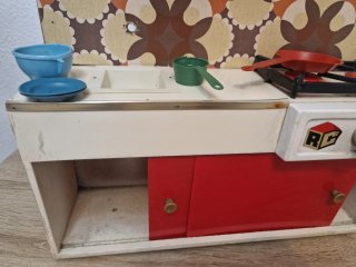 Mueble Cocina Juguete Muñecas Antiguo Madera