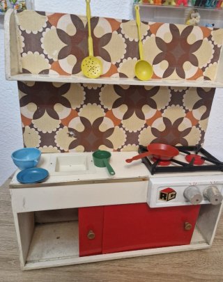 Mueble Cocina Juguete Muñecas Antiguo Madera