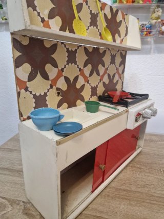 Mueble Cocina Juguete Muñecas Antiguo Madera