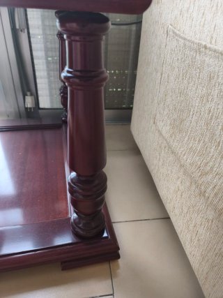 Mesa auxiliar clásica madera y cristal 2 niveles