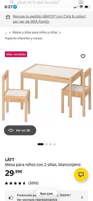Mesa y 2 Sillas IKEA Latt Niños