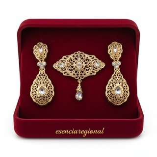 Conjunto Baturra Regional Pendientes y Broche