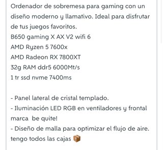 Ordenador Gaming Negro con Luces LED Rojas